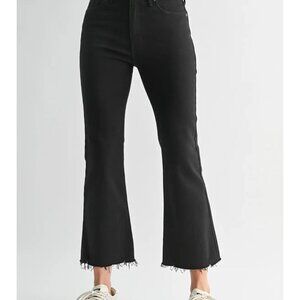 JBL - Black Cropped Flare Jeans | High Rise Raw Hem Denim | Sz 25 | NWT